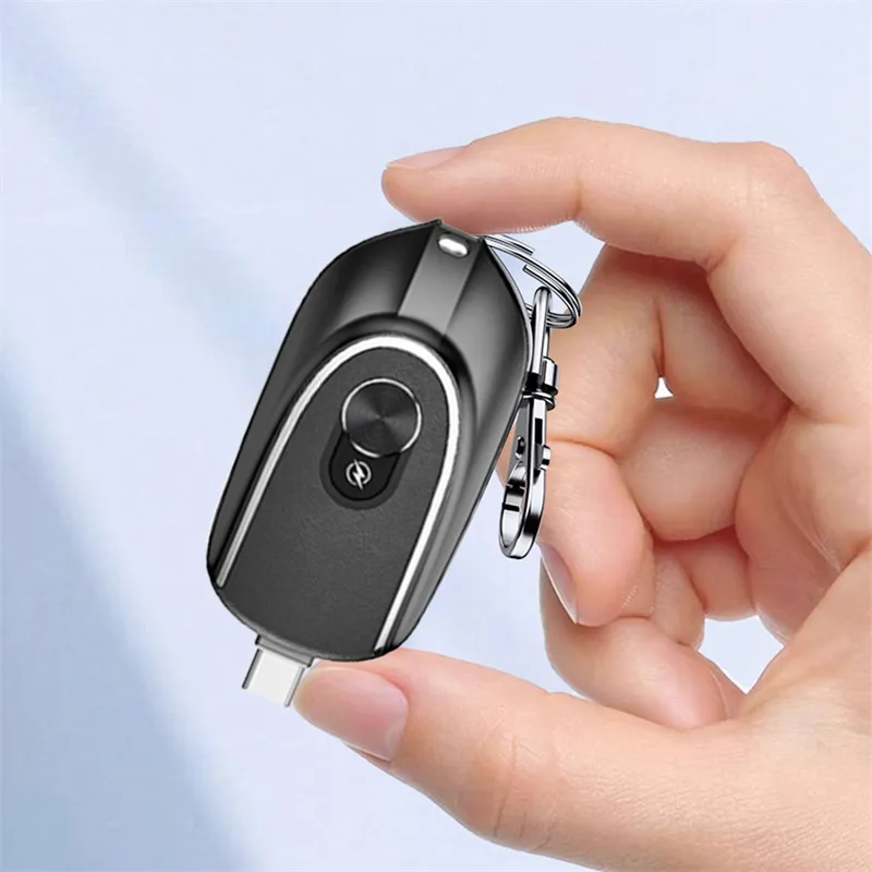 2 In 1 Mini Keychain Power Bank Keyring Hanging Buckle 2 Output Interfaces 5V 1200MAH Backup Power Bank Retractable Plug Waterproof Phone Charging Accessories – image 3