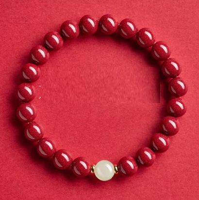 Original Pure Cinnabar Bracelet Genuine Purple Gold Sand Imperial Sand Simple Jade Bead Bracelet Women's Genuine Loose Wholesale product image