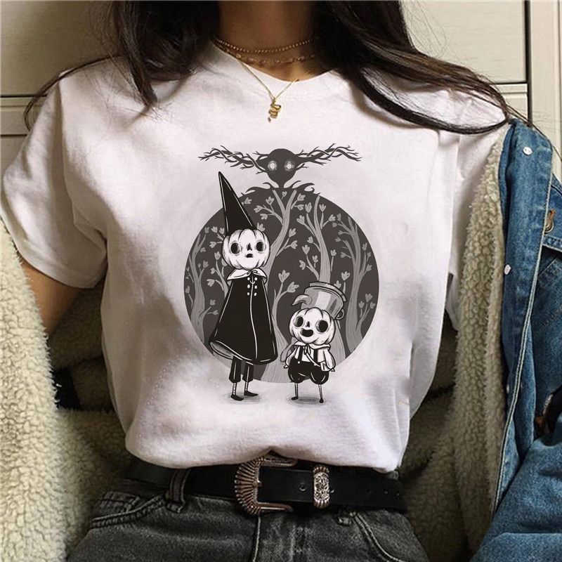 Title 3, Cartoon Cat Mushroom Halloween Print T-shirt Sh...