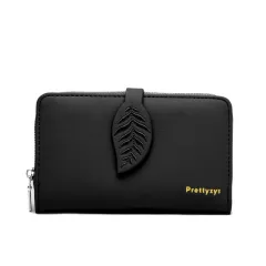 Folding Clutch Bag Large Capacity Purse - Black - View 1