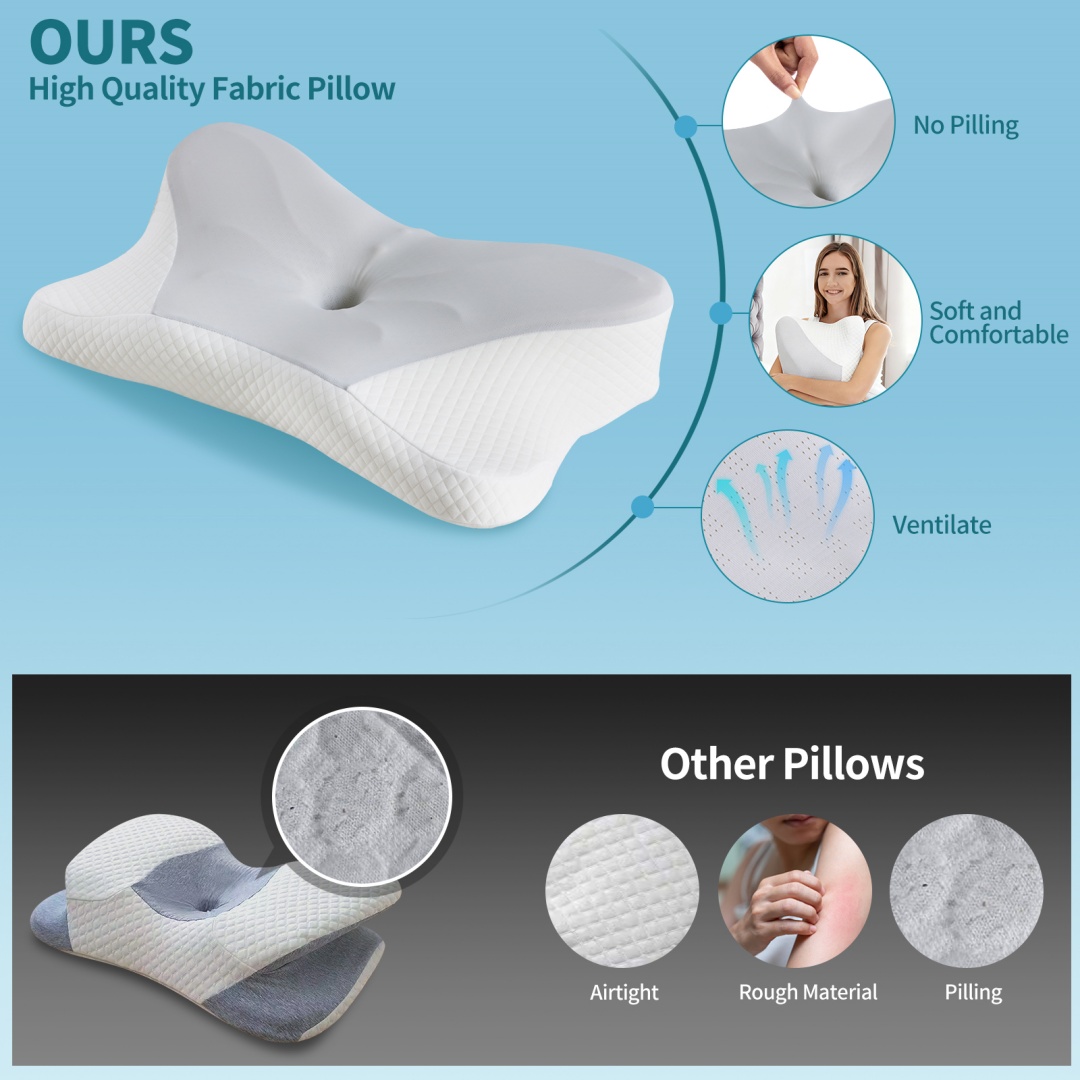 Cervical Neck Pillow, Cooling Ergonomic Memory Foam Pillows  Dual Height Orthopedic Support Contour Pillow For Side — foto 3