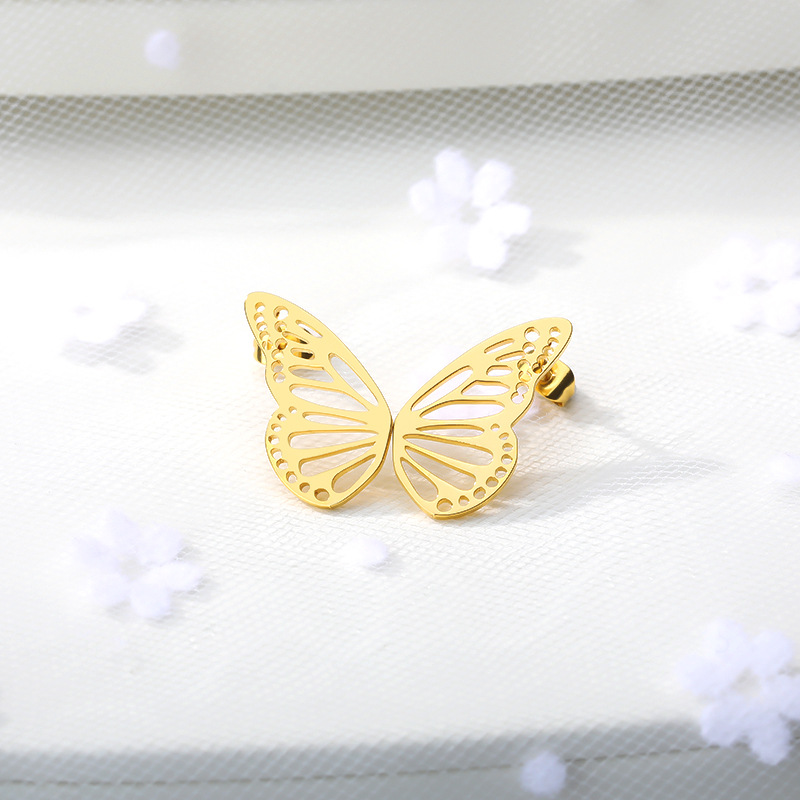 Title 5, Korean Style Simple Butterfly Studs Stainless S...