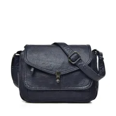 Women's Casual Three-layer Pocket Large-capacity Leather Shoulder Bag - Blue - View 1