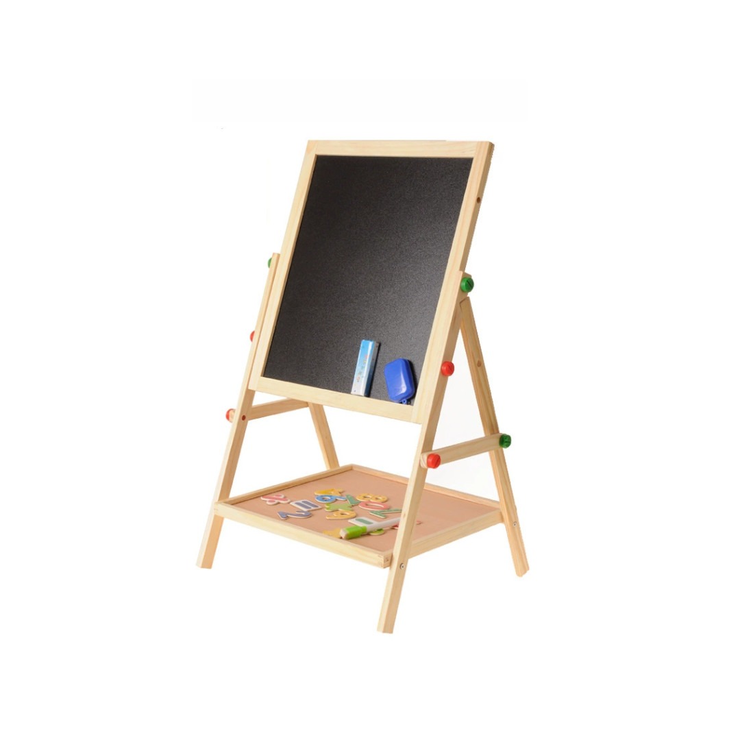 Kids 2 In 1 Wooden Blackboard Whiteboard Children Art Easel Chalk Drawing Board