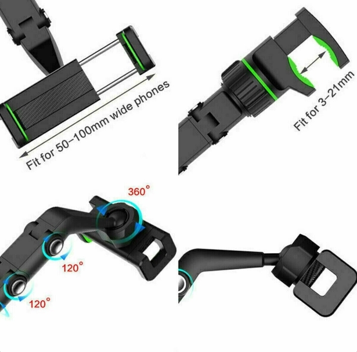 Car Rearview Mirror Rotation Adjustable Phone Holder Mount Multifunction 8