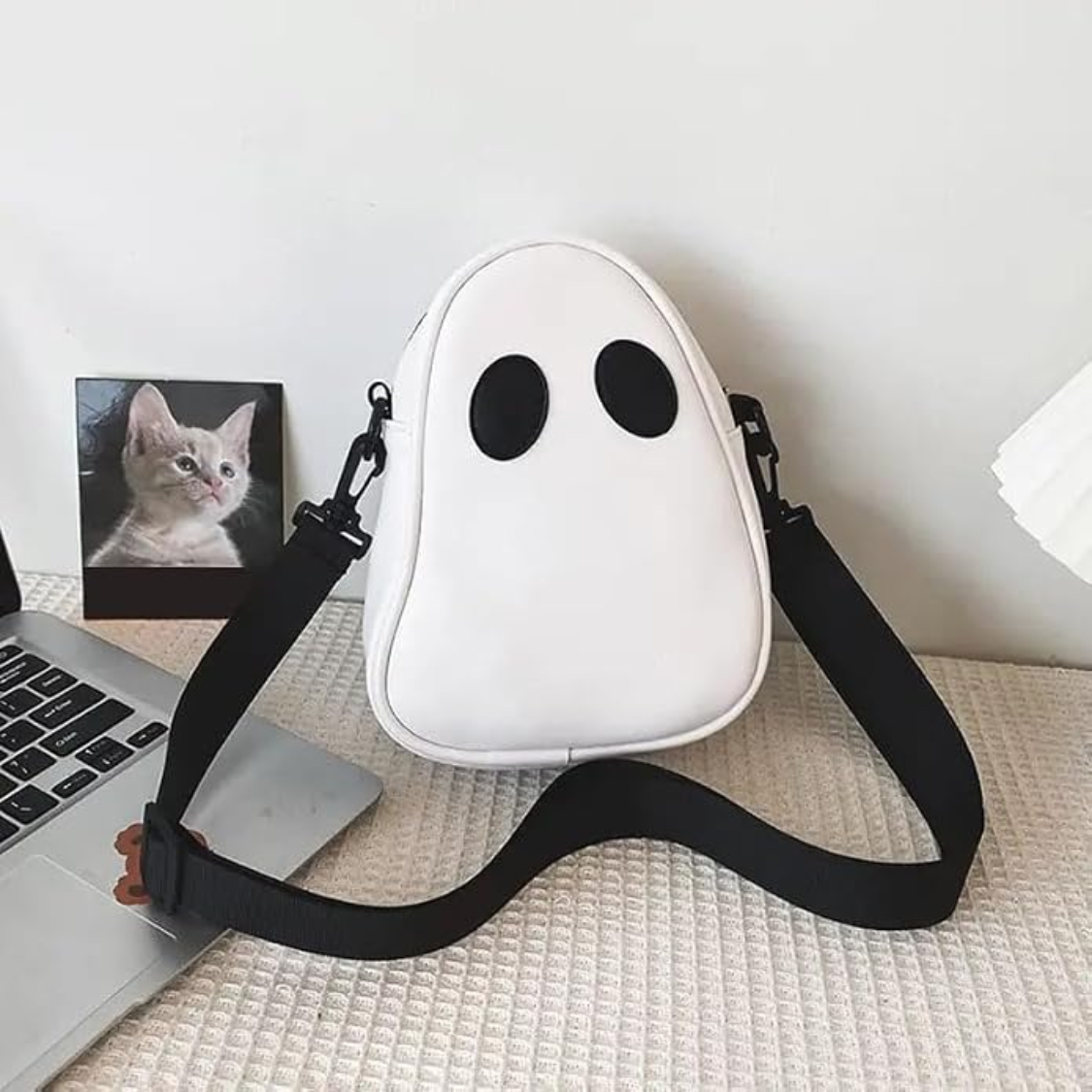 1Pcs Halloween Cute Ghost Purse PU Leather Crossbody Bag Shoulder Bag For Women's Spooky Trick Treat — foto 5