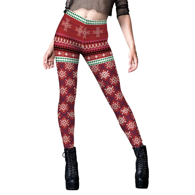 Digital Printing Pants Christmas New Style Elastic Women B2301095 S - Shop at LoveMi