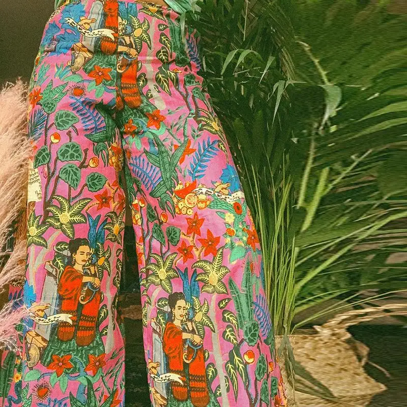 WannaThis Bohemia Print Loose Pants Trousers Sexy Hight