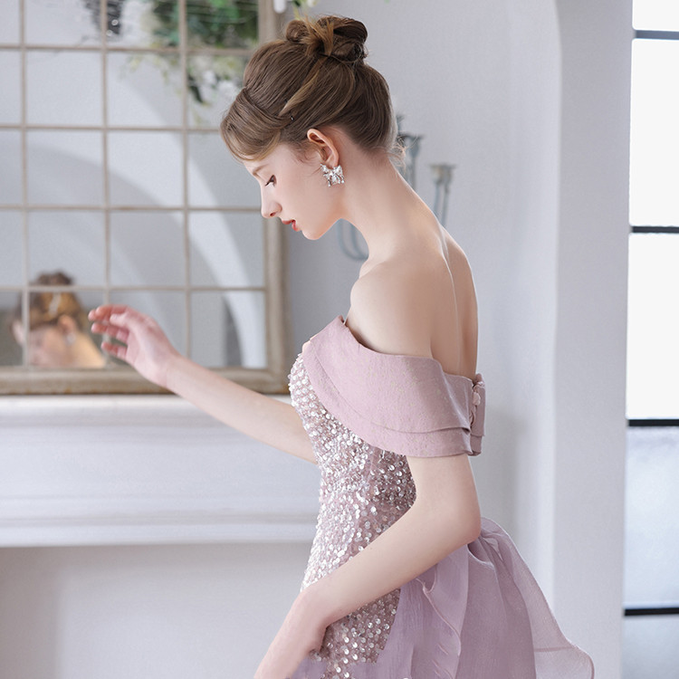 فستان سهرة نسائي بسيط بكتف واحد