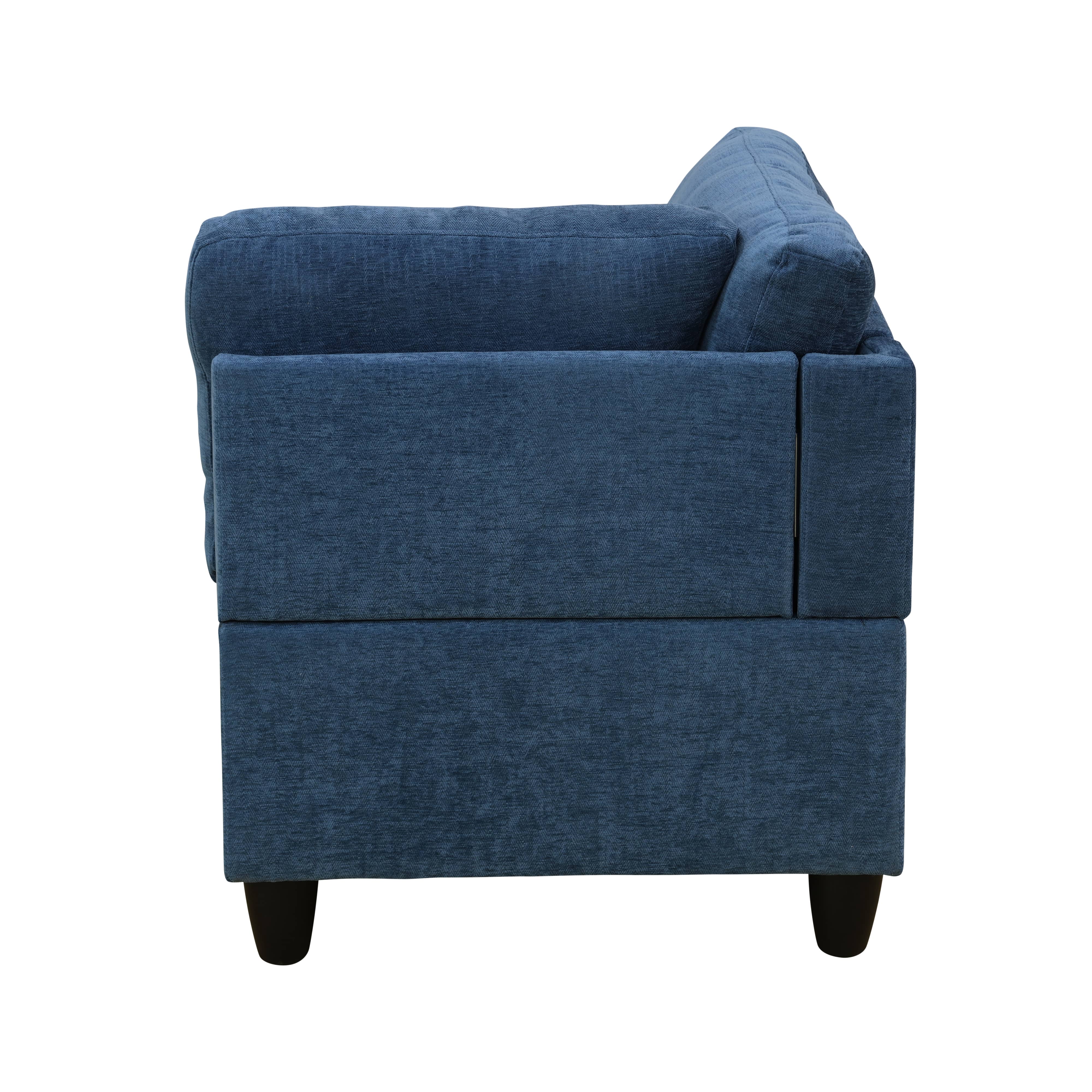 Pickup Only--Blue Flannel 8-Piece Living Room Sofa Set