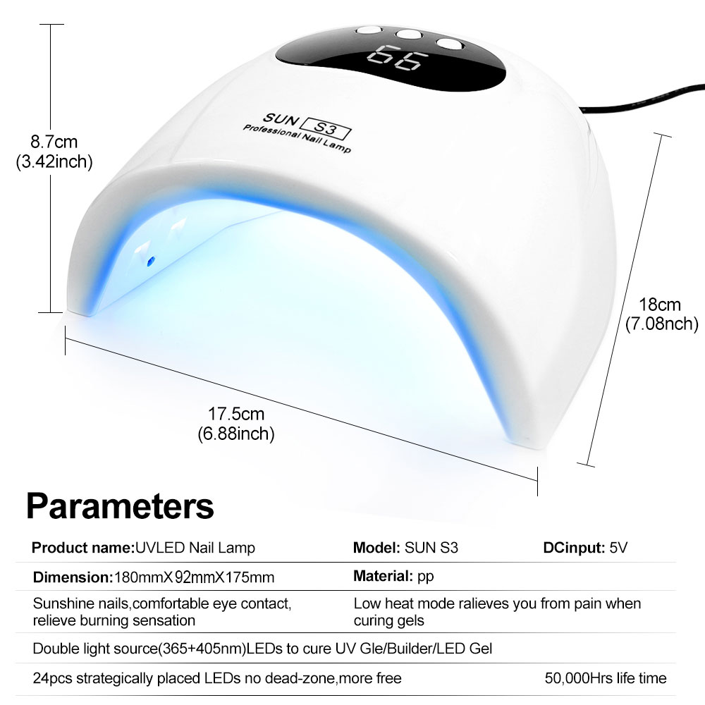 UV Nail Lamp, UV Light For Gel Nails LED Nail Dryer With 3 Timer, Smart Sensor, LCD Display Fast Curing Gel Nail Polish Nail Art Tools Manicure Accessories 3