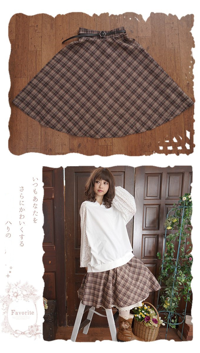 Women's Retro Diagonal Plaid Medium Length Skirt