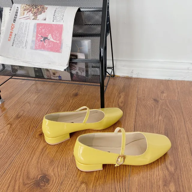 Women's Chunky Heel Square Toe Pumps Yellow - Shop at LoveMi