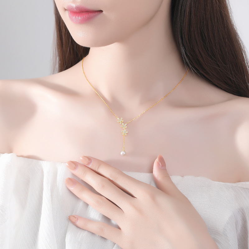 S925 Sterling Silver Pearl Necklace For Women