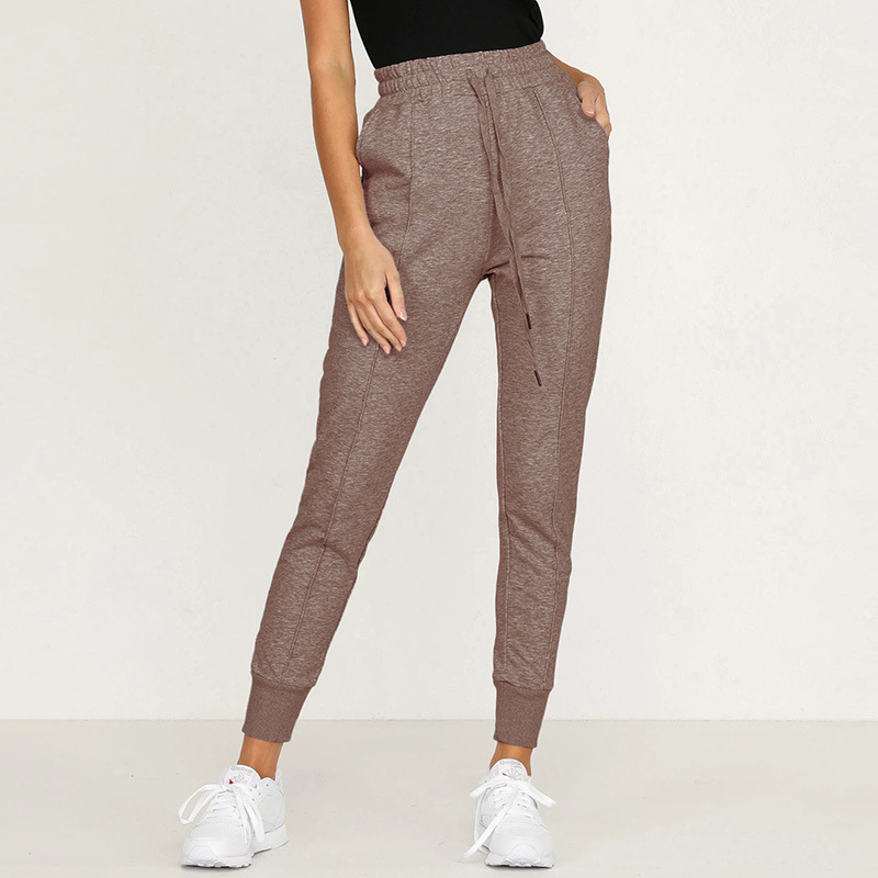 Title 5, Solid color strap slim trousers in a popular in...