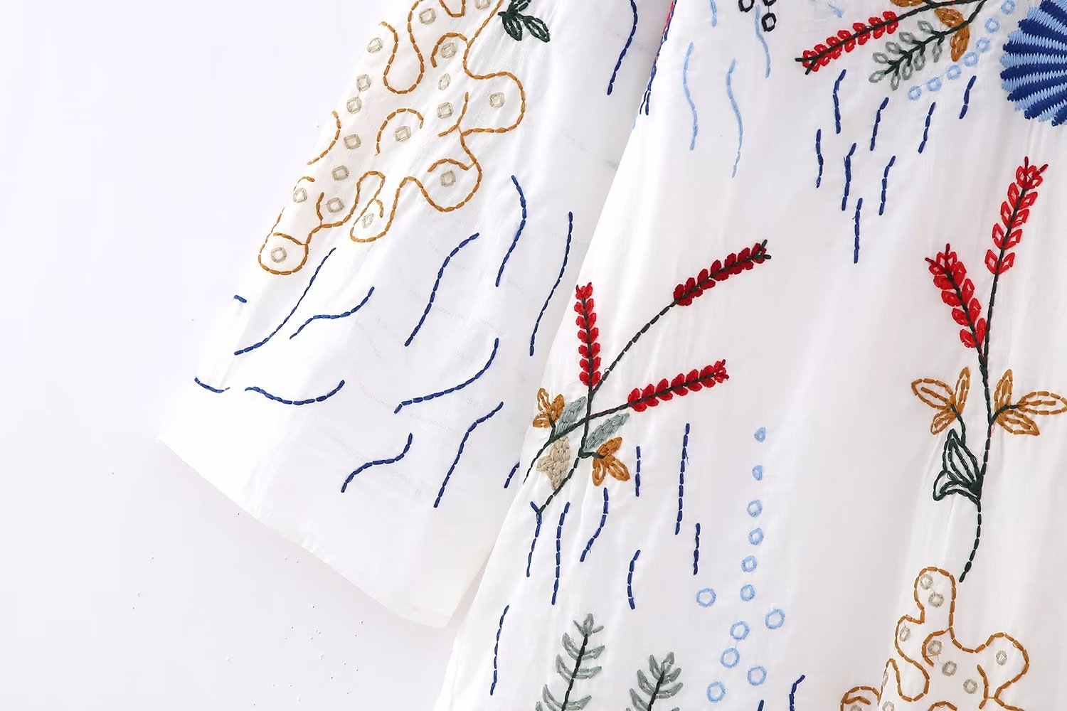 Embroidered Long Shirt Dress