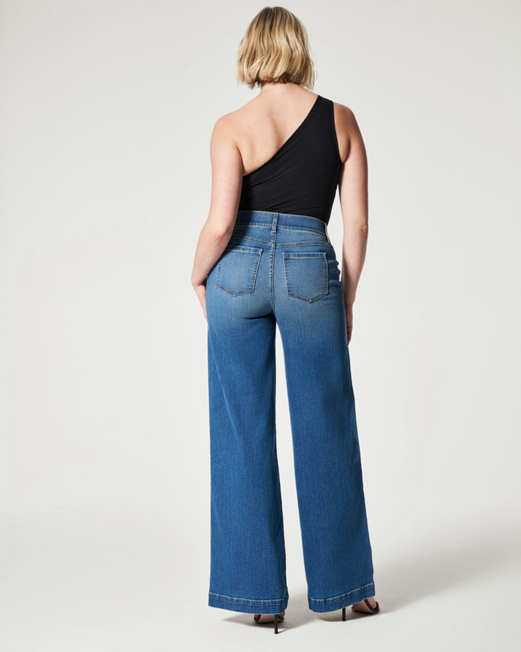 Title 3, Damen High Waist Jeans Hosen Casual Weites Bein...