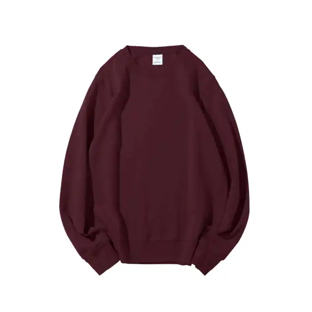 Solid Healthy Round Neck Sweater Long Sleeve Wine - Shop at LoveMi