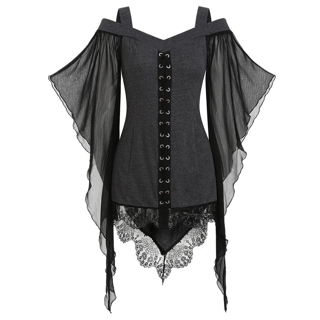 Title 2, Gothic Swing Sleeve Irregular Panel Chiffon Shirt