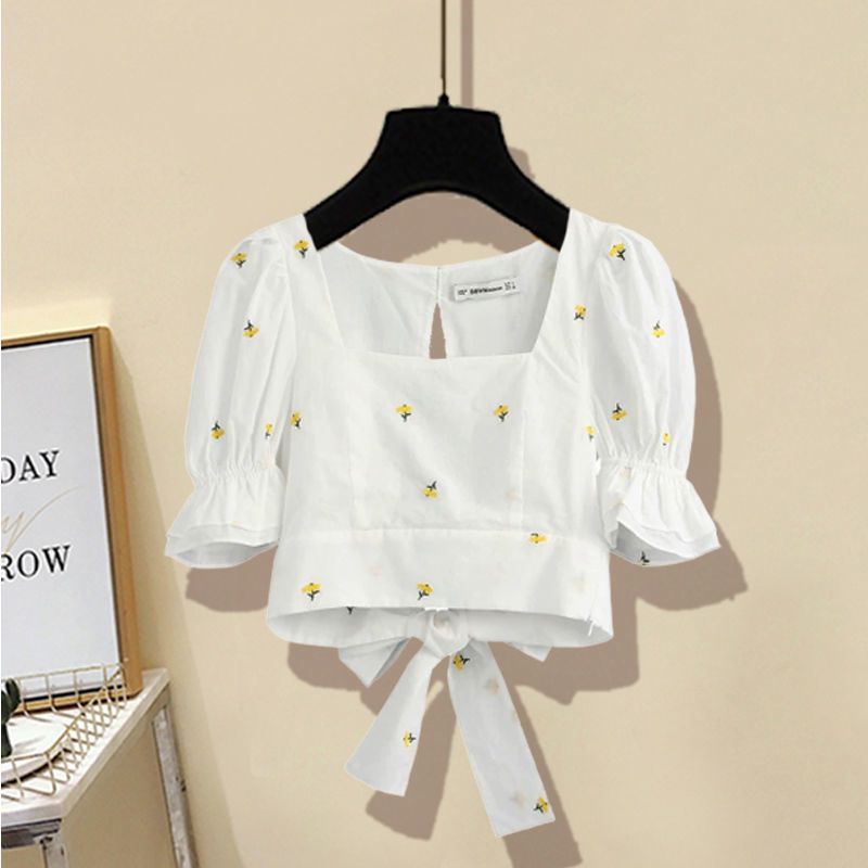 Title 4, Women Sweet Fashion Floral Embroidery Cropped B...