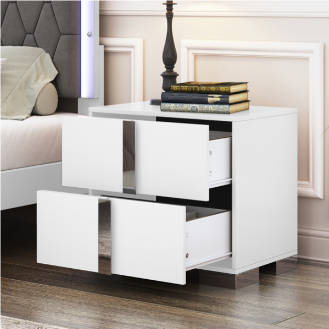 Elegant Nightstand with Metal Handle β photo 3