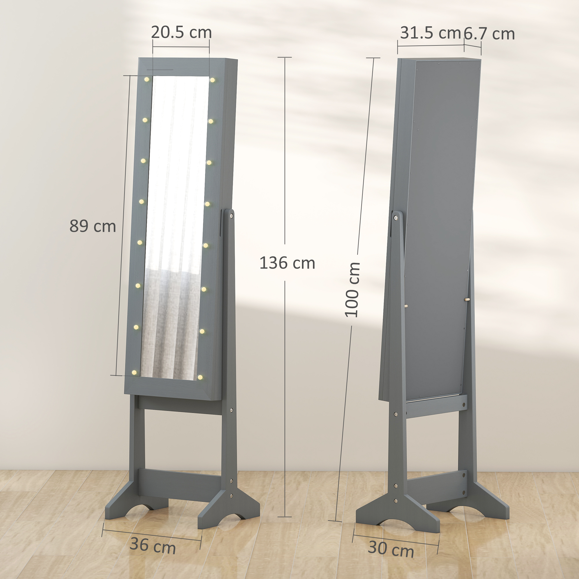 Independent Mirror Jewelry Storage Cabinet — image 10