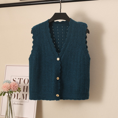Woolen Knitted Vest Women's Tank Top Spring And Autumn Navy Blue - Shop at LoveMi