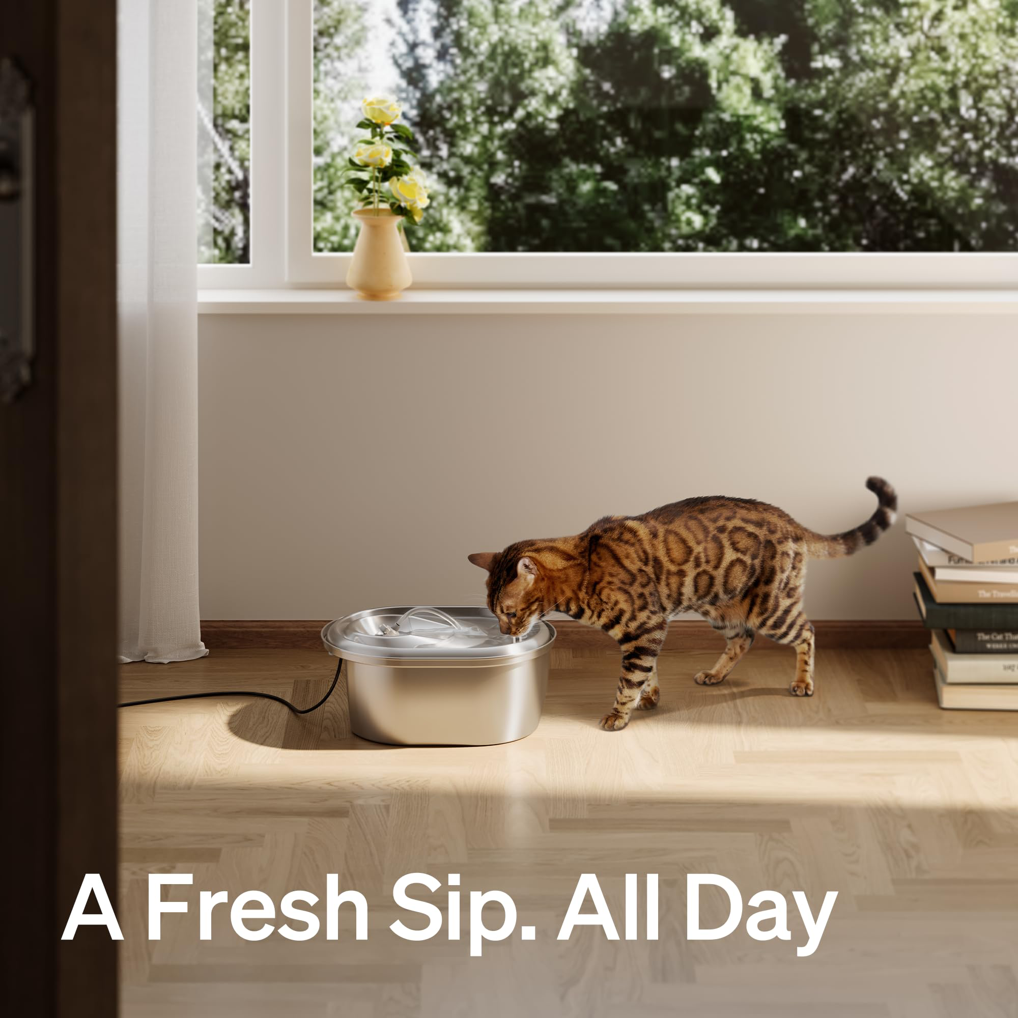 Stainless Steel Cat Water Fountain, 101oz 3L Automatic Water Dispenser For Cats Indoor, Quiet Pet Water Dispenser With 2 Filters, Adjustable Flow Cat Fountain Also For Small Dogs — foto 4