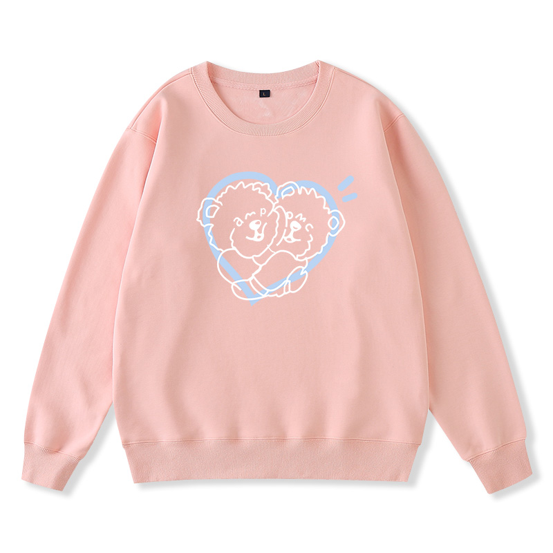 Title 2, Bear print soft milk blue sweater loose long sl...