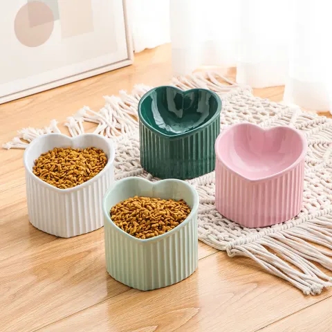 Pet Ceramic Bowl with Inclined Mouth Practical Durable Daily