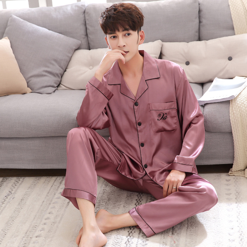 Title 5, Couple pajamas women spring silk long-sleeved p...