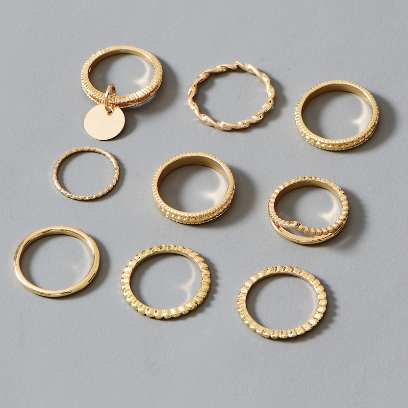 Geometric Gold-plated European And American Ring Set, Ladies Street Shooting