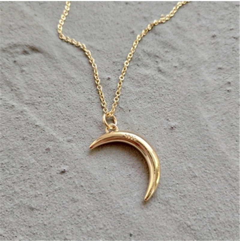 925 Sterling Silver Necklace Moon Design Gold Necklace