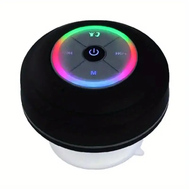 Waterproof Bluetooth Speaker with Suction Cup USB Charging and Button Controls
