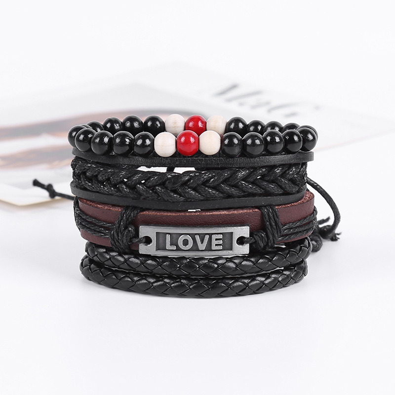 Title 5, New Four-piece Set Leather Bracelet LOVE Set Me...