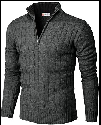 Men's Knitted Zippered Mock-neck Polo Sweater