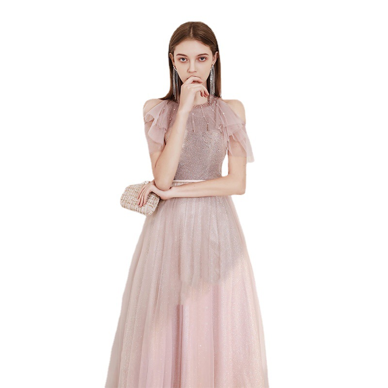 The Host Star Sky Toast Wine Dress Hanging Neck Style Lady's Dress