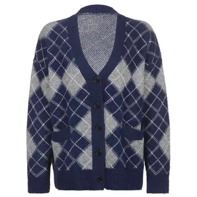Hot Girls Wear Long Lazy V neck Sweaters Blue - Shop at LoveMi