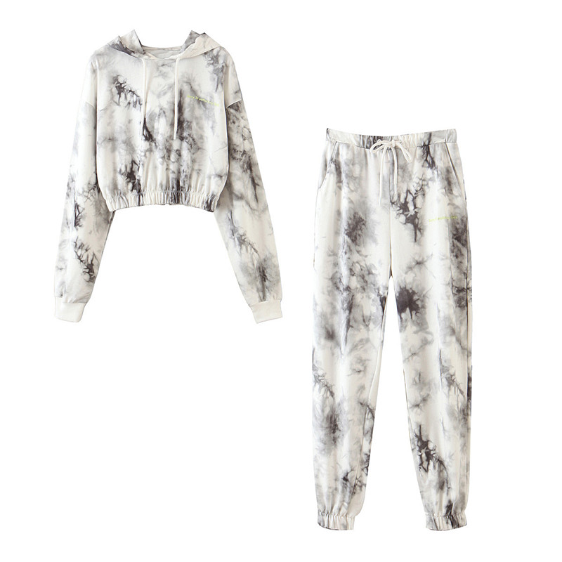 Title 6, Tie-dye hooded loose sweatshirt set