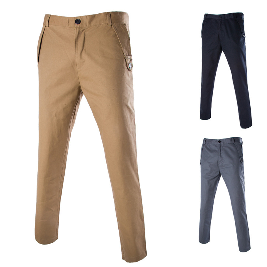 Title 1, Pantaloni casual slim in cotone da uomo nuovi b...