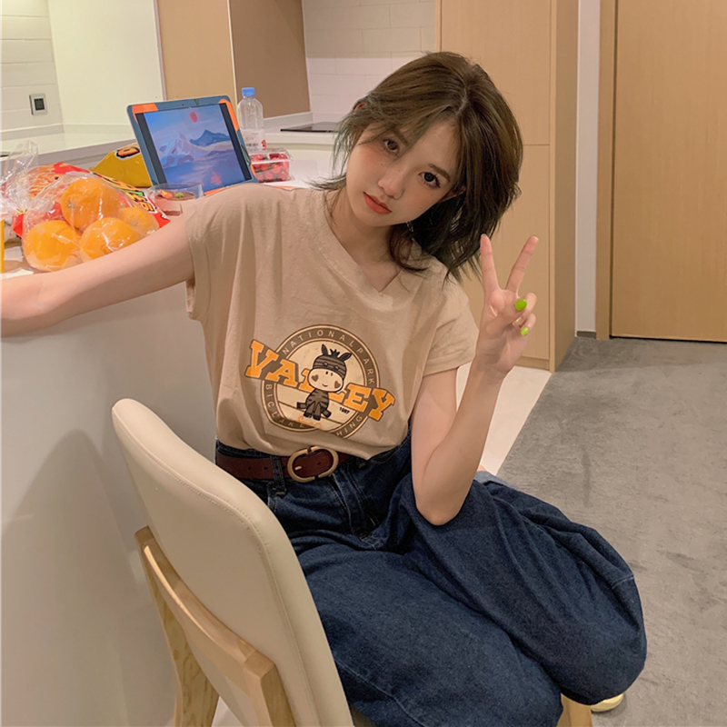 Cartoon printed loose BF style sleeveless vest top for female students