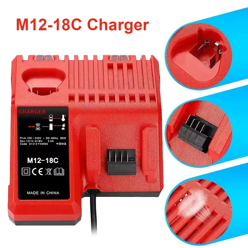 Replacement Li-ion Battery Charger Multi Voltage Charger For Milwaukee M18 14.4V-18V 48-11-1850 48-11-1840 48-11-1828 48-11-1815