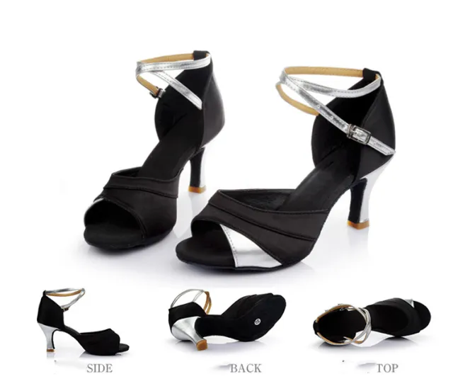 New Splicing Mid high Heel Latin Dance Shoes Black - Shop at LoveMi