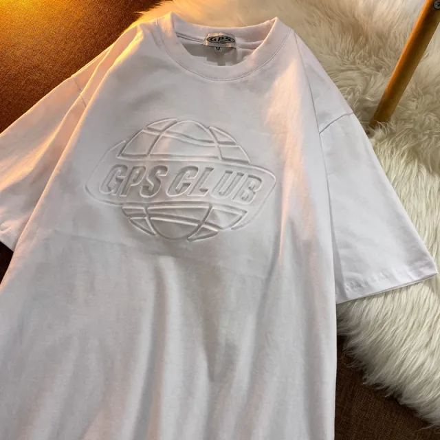 Combed Cotton 3D Three dimensional Letter T shirt Women's Concavo convex Word Loose Student Shirt Bottoming Shirt White - Shop at LoveMi