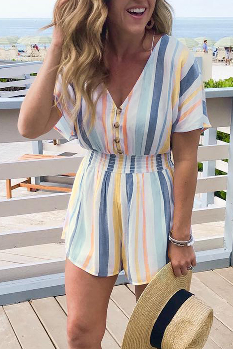 Title 2, Printed V-neck striped jumpsuit