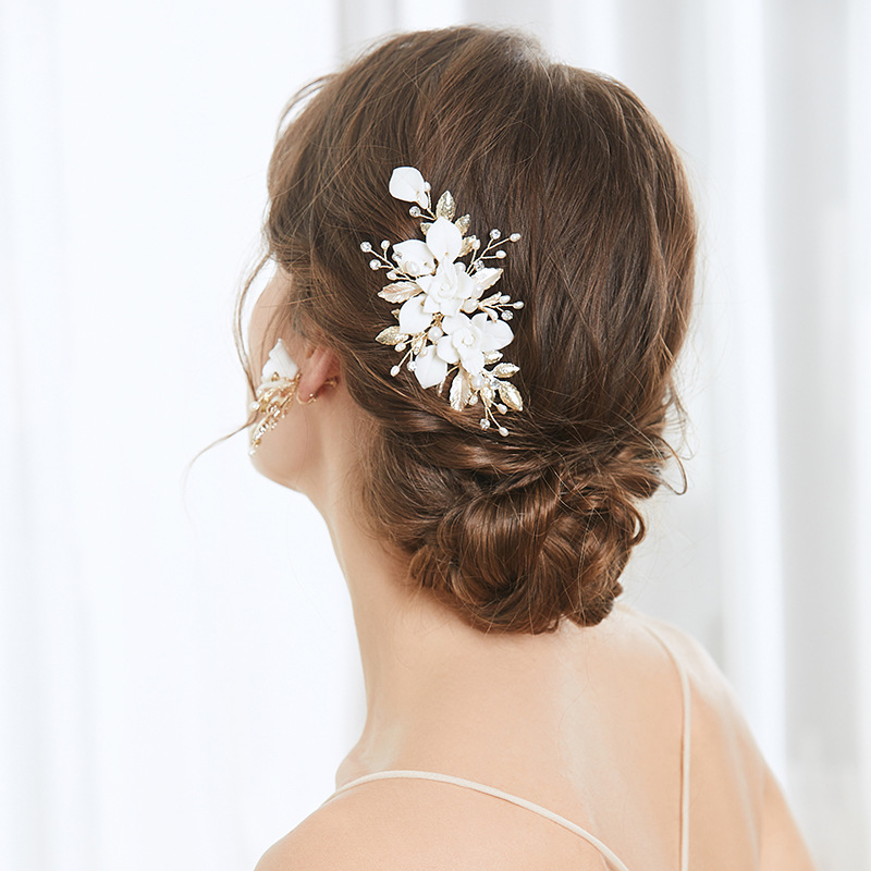 Bridal Headwear Hair Comb Earrings Set Retro Temperament