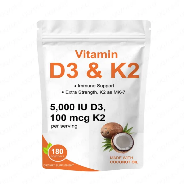 Hot Sales Vitamin D3k2 Softgels Immune & Heart Support With Coconut Oil 180 Count 180 Count - Shop at LoveMi