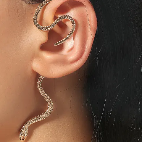 Non-hole Ear Clip Vintage Zircon Snake-shaped Earrings for Women