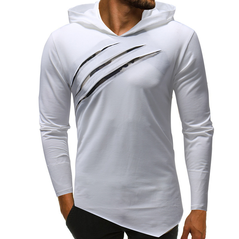 Colorblock Men's Casual Slim Hooded Long-sleeved T-shirt