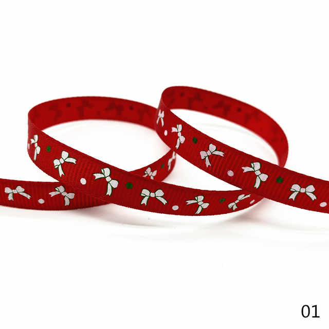 Size 5 10mm Christmas Ribbon Printed Grosgrain Ribbon